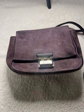 Kate Spade New York Eggplant Suede Crossbody Bag with gold Chain Strap